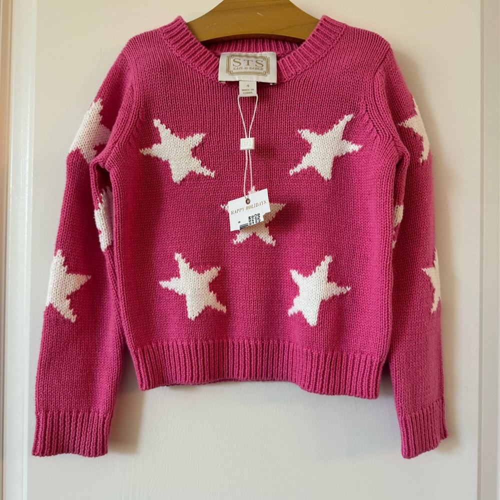 Sail to Sable Girls Pink Star Sweater